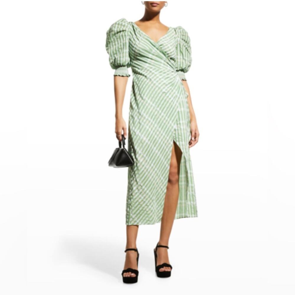 cinq à sept Green Striped Midi Dress